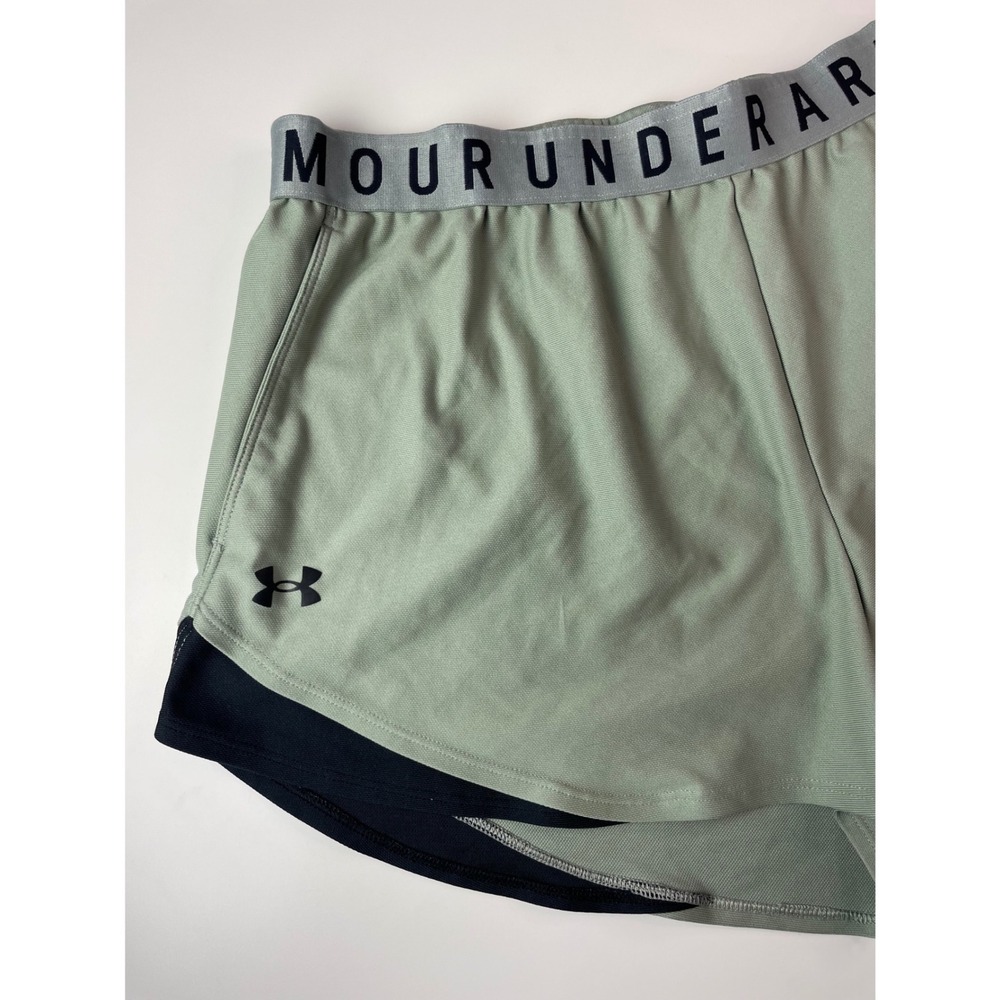 Under Armour HeatGear Shorts Womens XXL Green Black Running Athletic Training - Picture 3 of 10